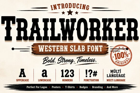 Trailworker: A Vintage Western Slab Font for Bold Branding